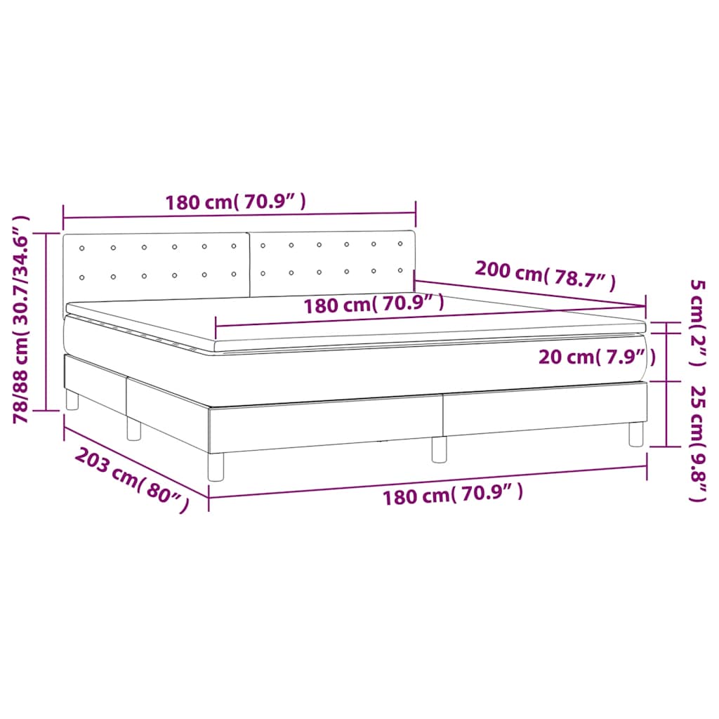 Krevet s oprugama i madracem tamnozeleni 180x200 cm baršunasti