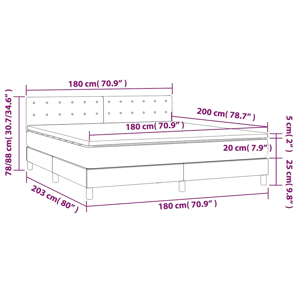 Krevet s oprugama i madracem tamnoplavi 180x200 cm baršunasti