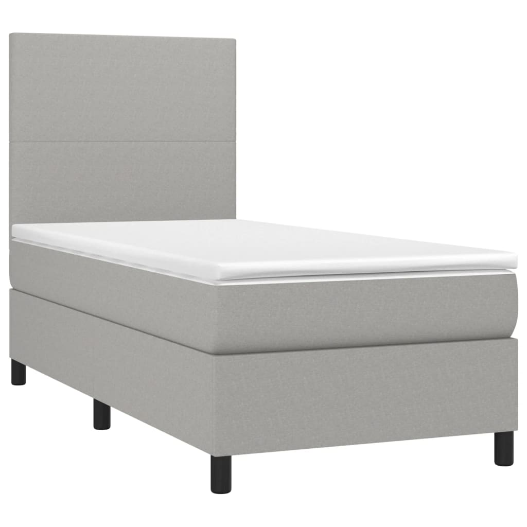 Box spring krevet s madracem svjetlosivi 90x190 cm od tkanine