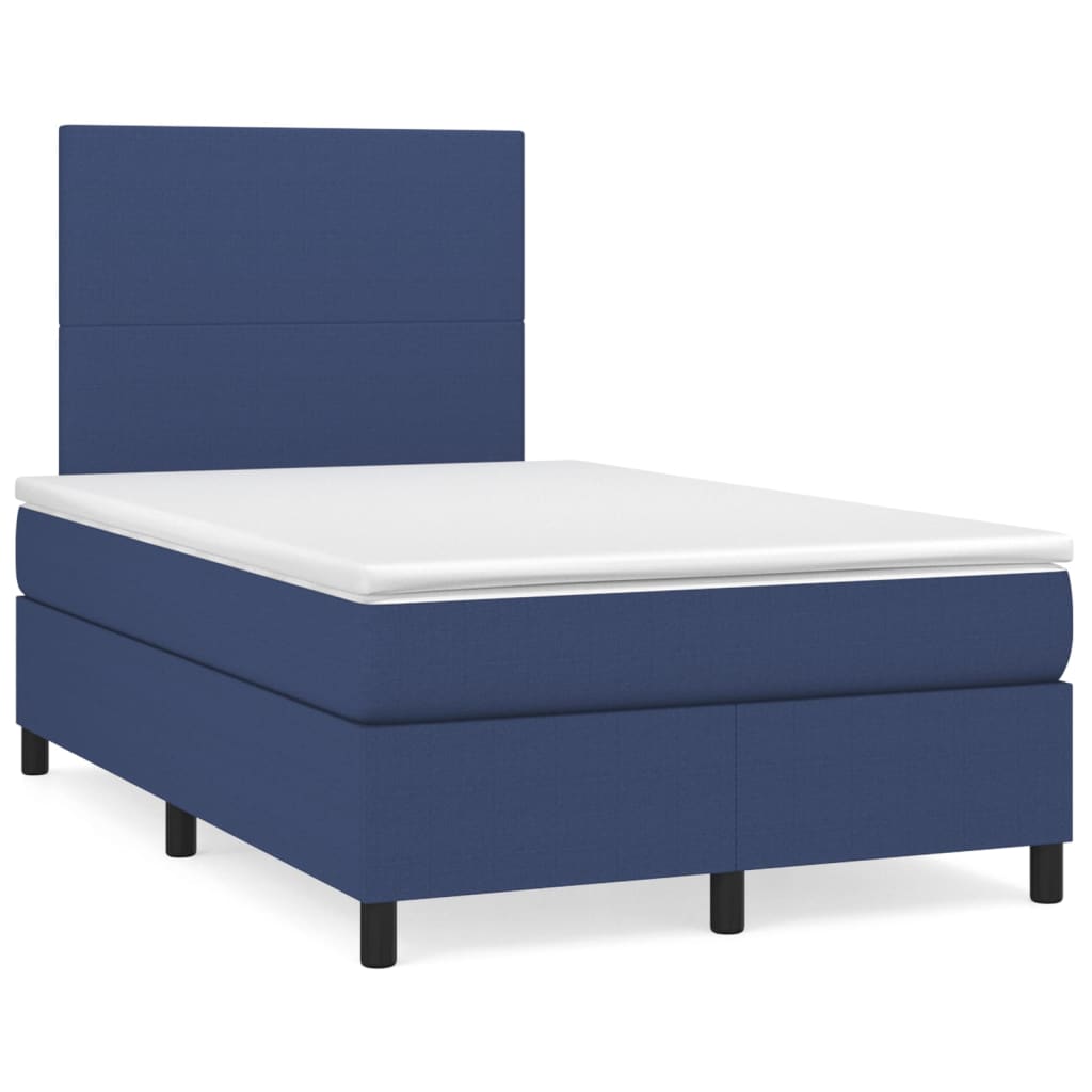Krevet s oprugama i madracem plavi 120 x 200 cm od tkanine