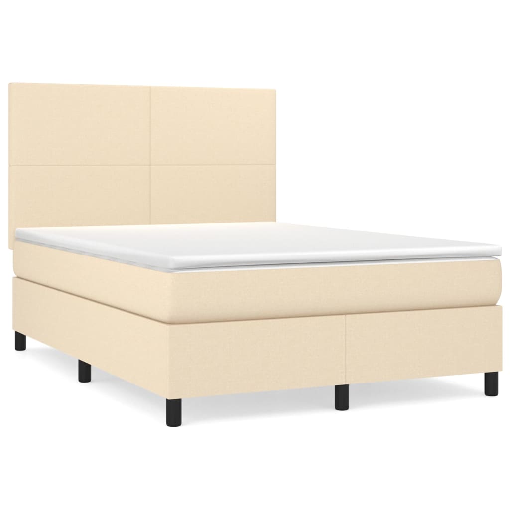 Krevet s oprugama i madracem krem 140 x 190 cm od tkanine