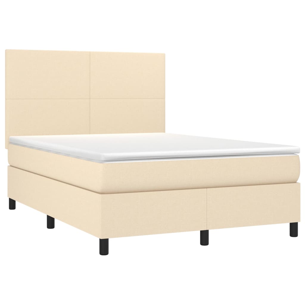 Krevet s oprugama i madracem krem 140 x 190 cm od tkanine