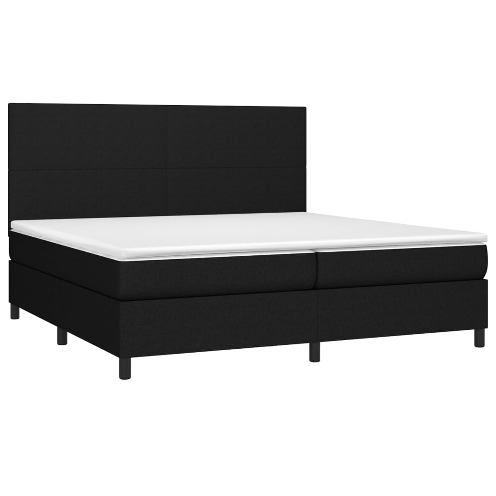 Krevet s oprugama i madracem crni 200x200 cm od tkanine