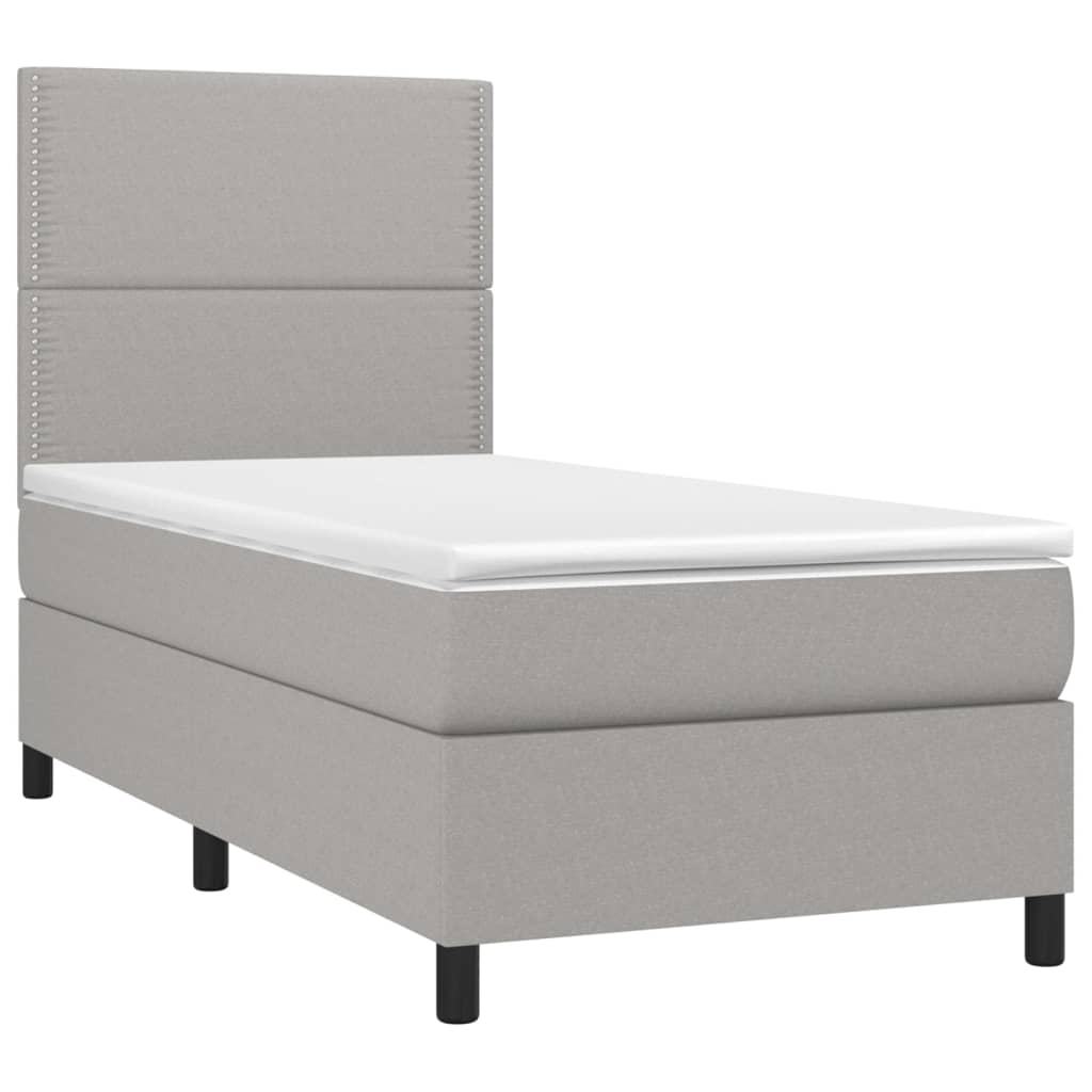 Box spring krevet s madracem svjetlosivi 90x190 cm od tkanine