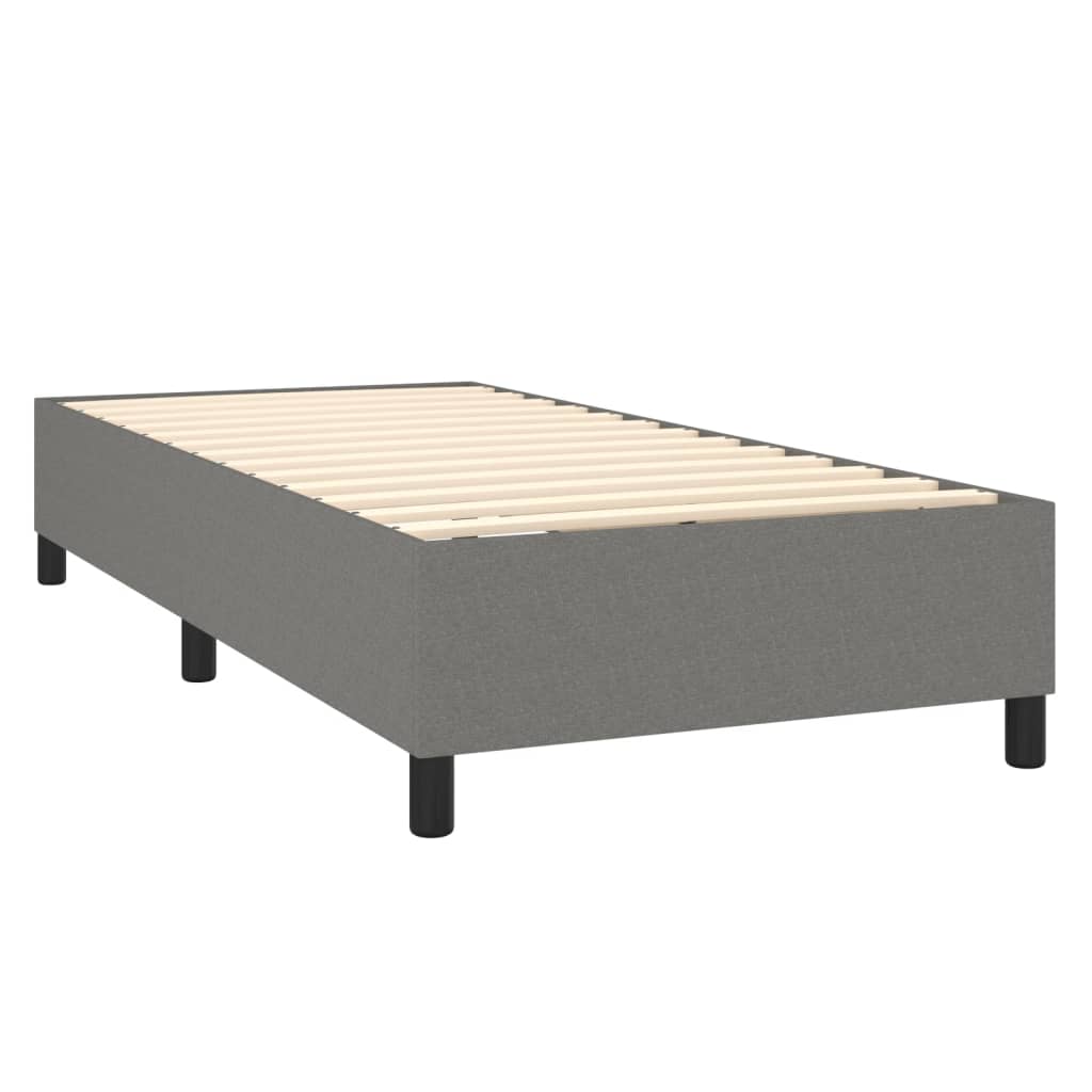 Krevet s oprugama i madracem tamnosivi 100 x 200 cm od tkanine