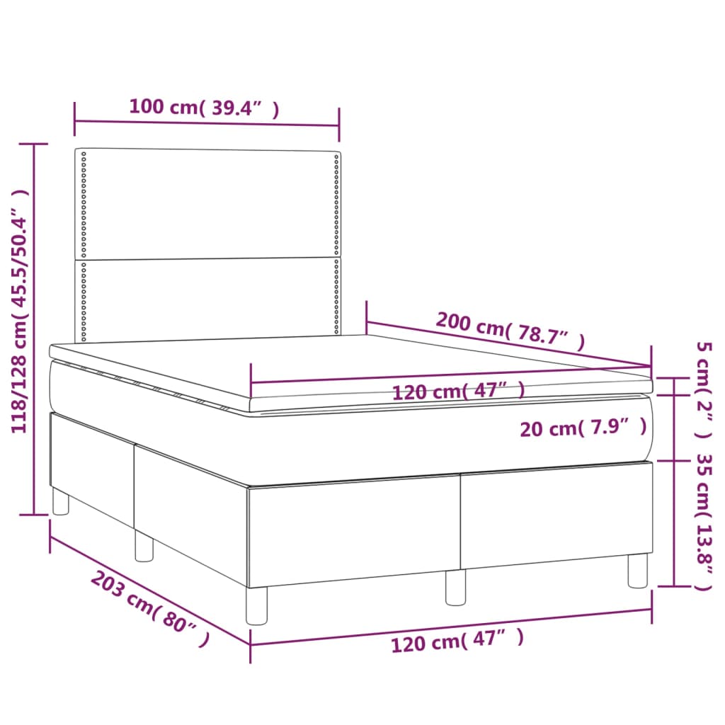 Krevet s oprugama i madracem plavi 120 x 200 cm od tkanine