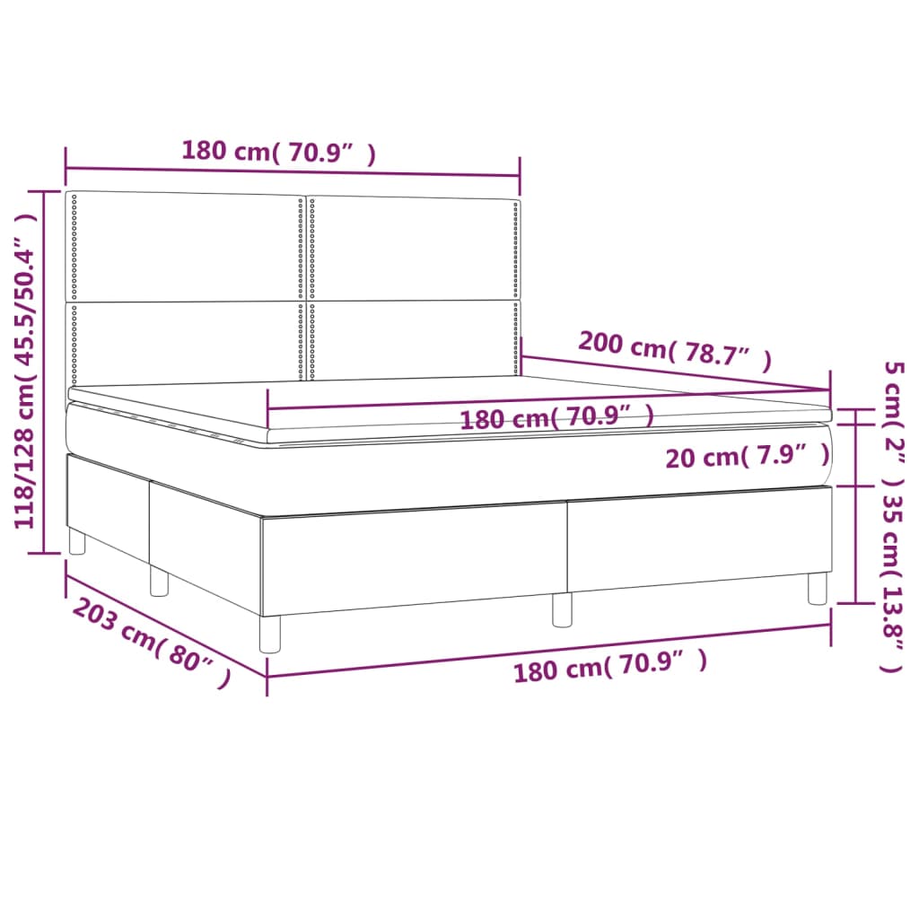 Krevet s oprugama i madracem crni 180x200 cm od tkanine