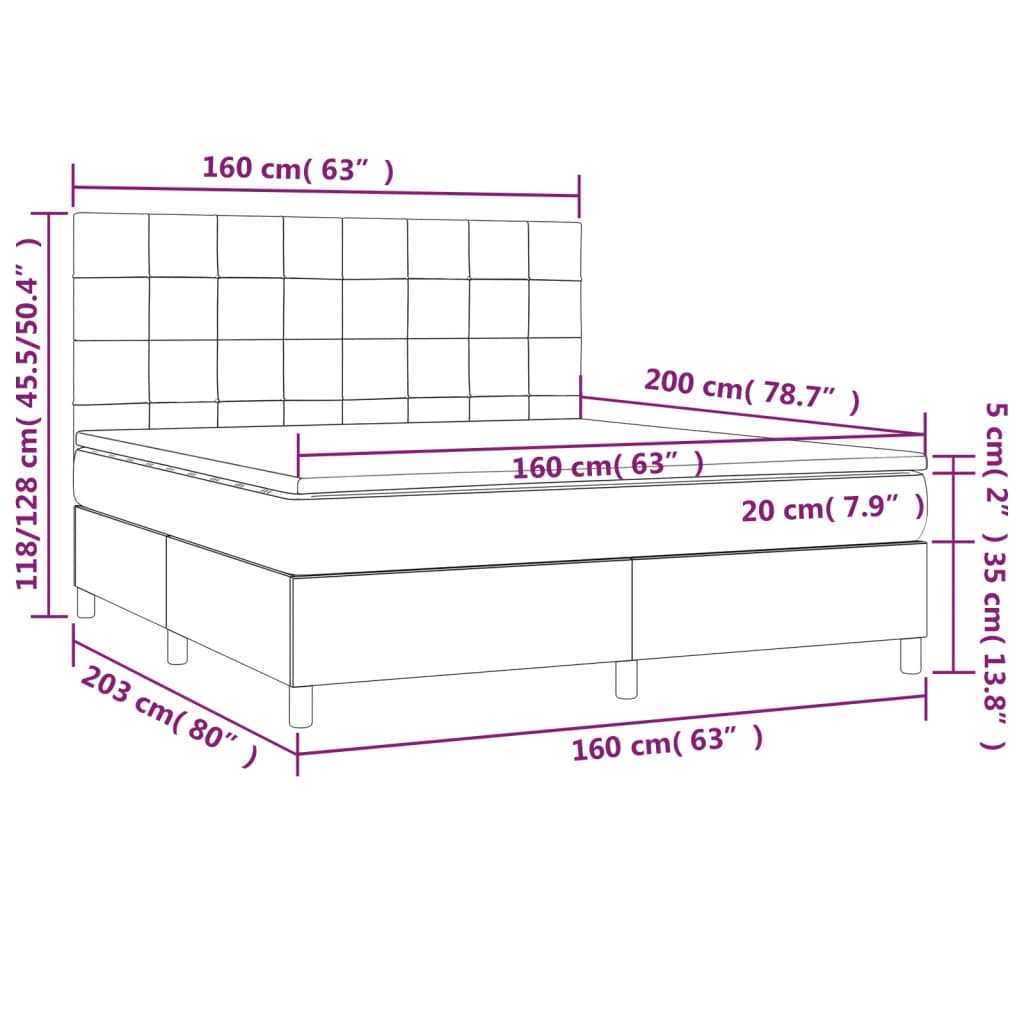 Krevet s oprugama i madracem crni 160x200 cm od tkanine
