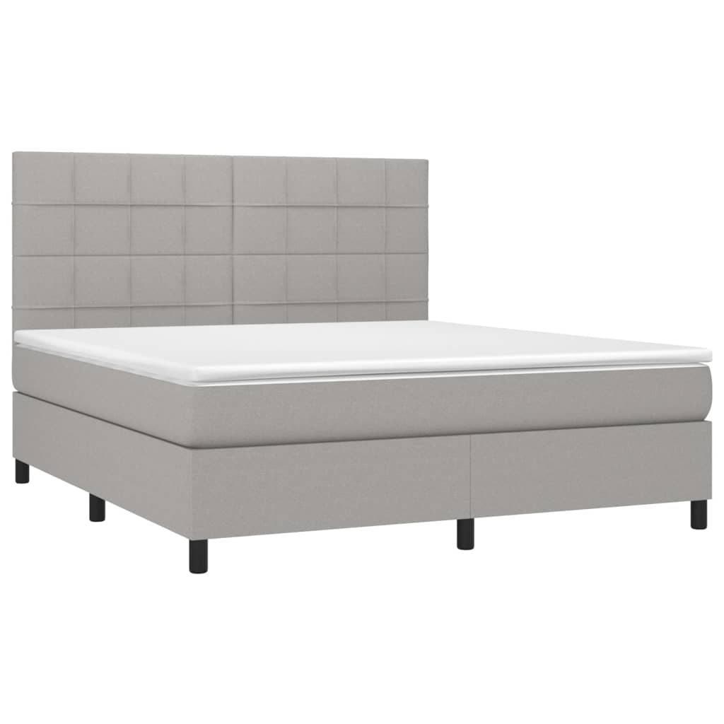 Krevet s oprugama i madracem svjetlosivi 180x200 cm od tkanine