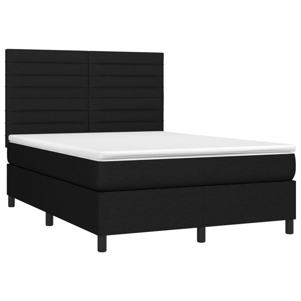 Krevet s oprugama i madracem crni 140 x 190 cm od tkanine