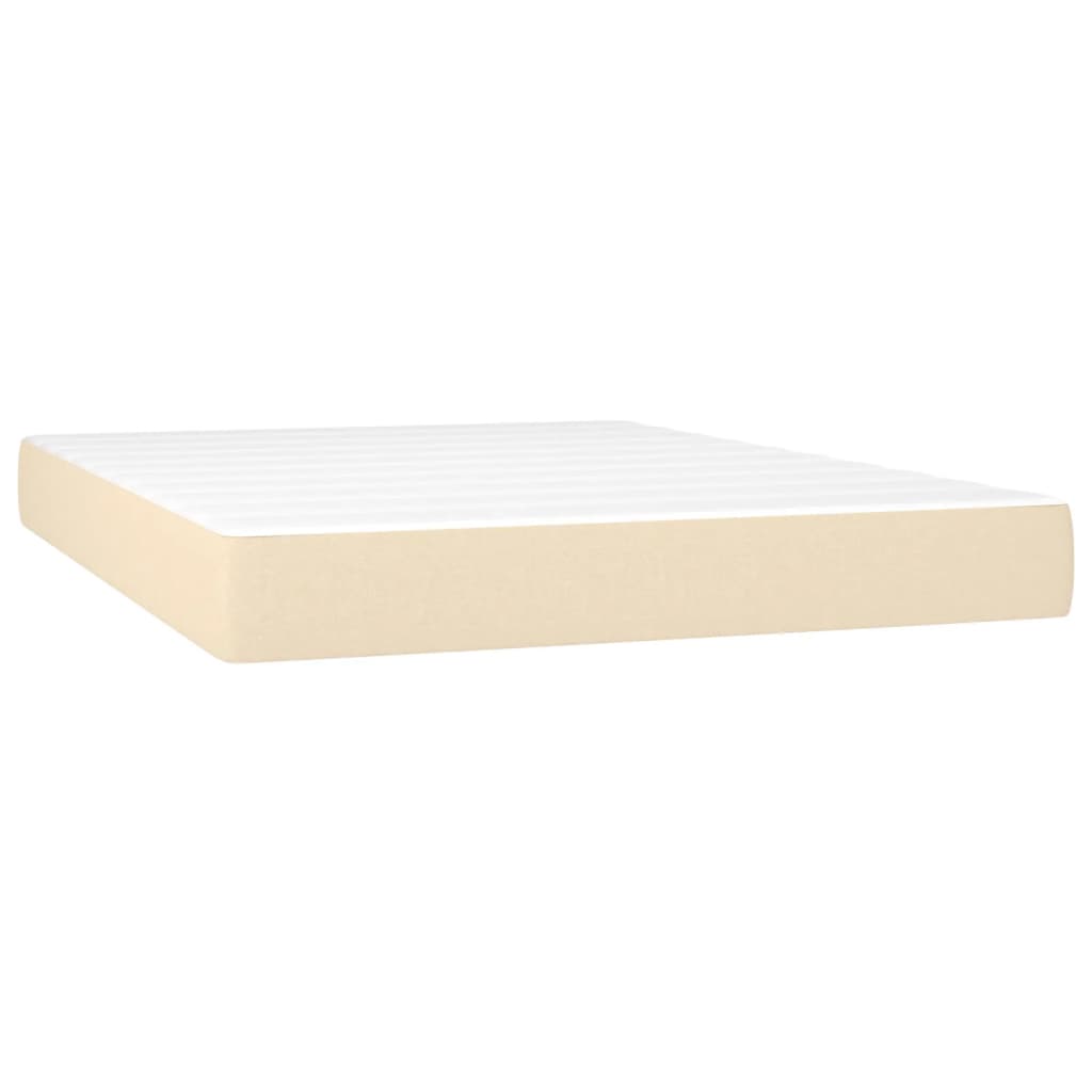 Krevet s oprugama i madracem krem 140 x 190 cm od tkanine