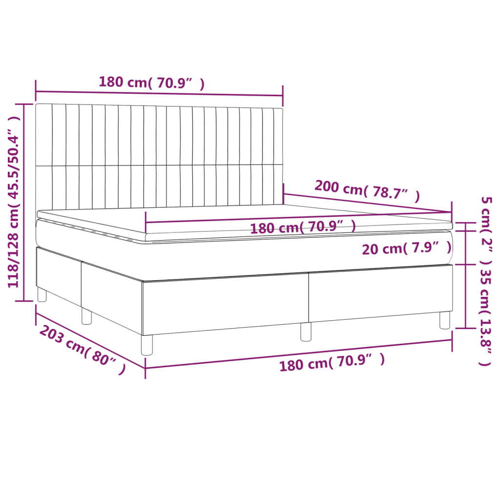 Krevet s oprugama i madracem crni 180x200 cm od tkanine
