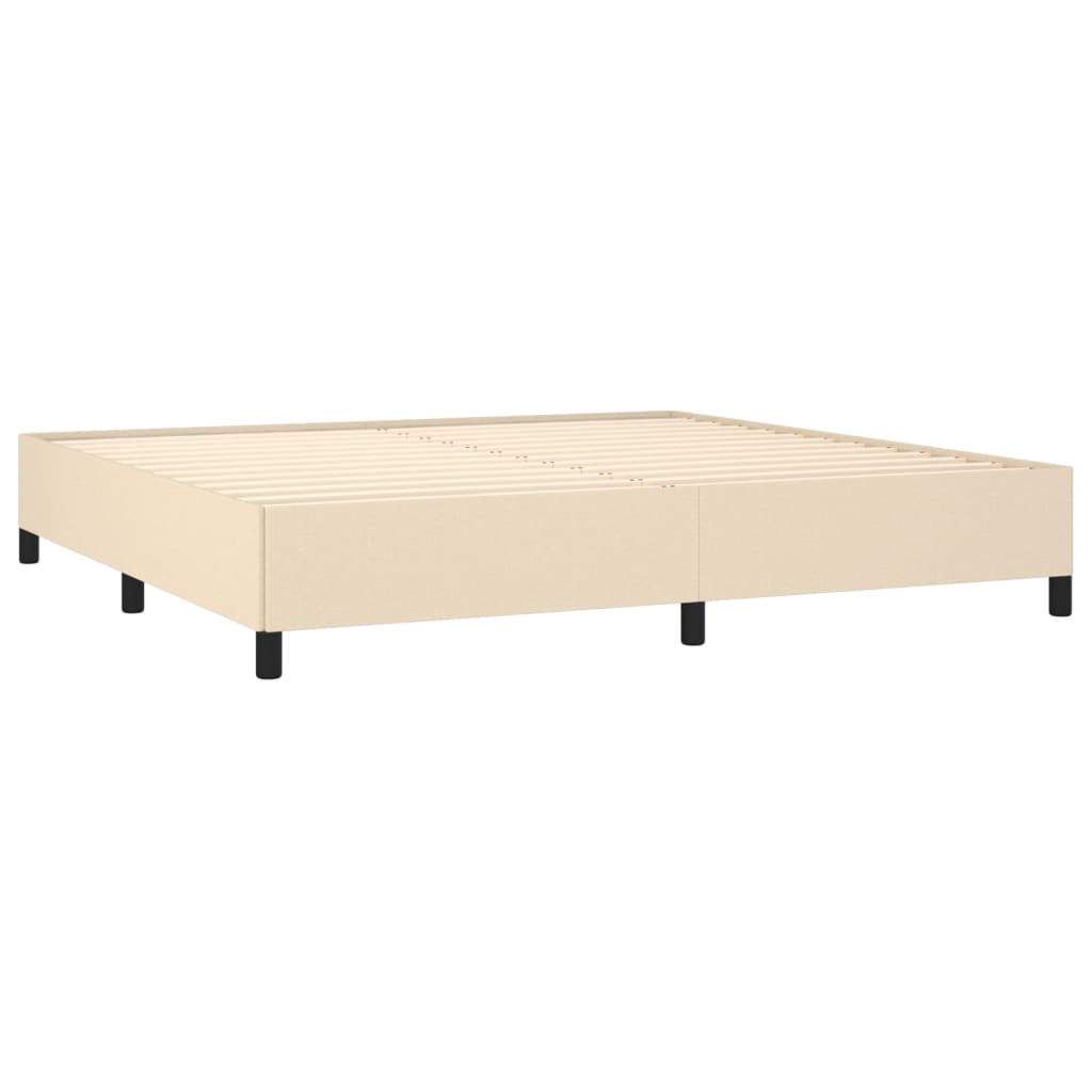Krevet s oprugama i madracem krem 200 x 200 cm od tkanine