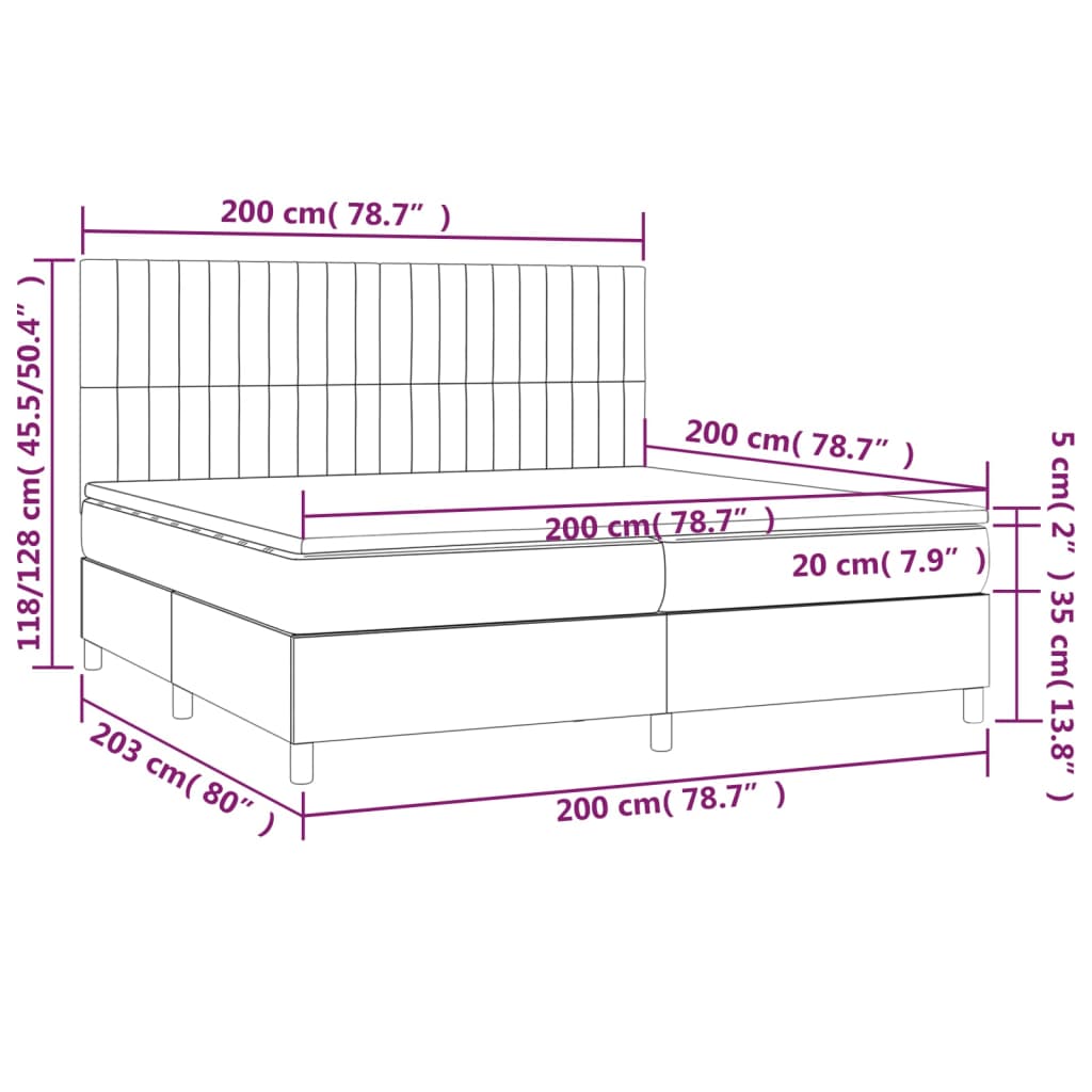 Krevet s oprugama i madracem krem 200 x 200 cm od tkanine