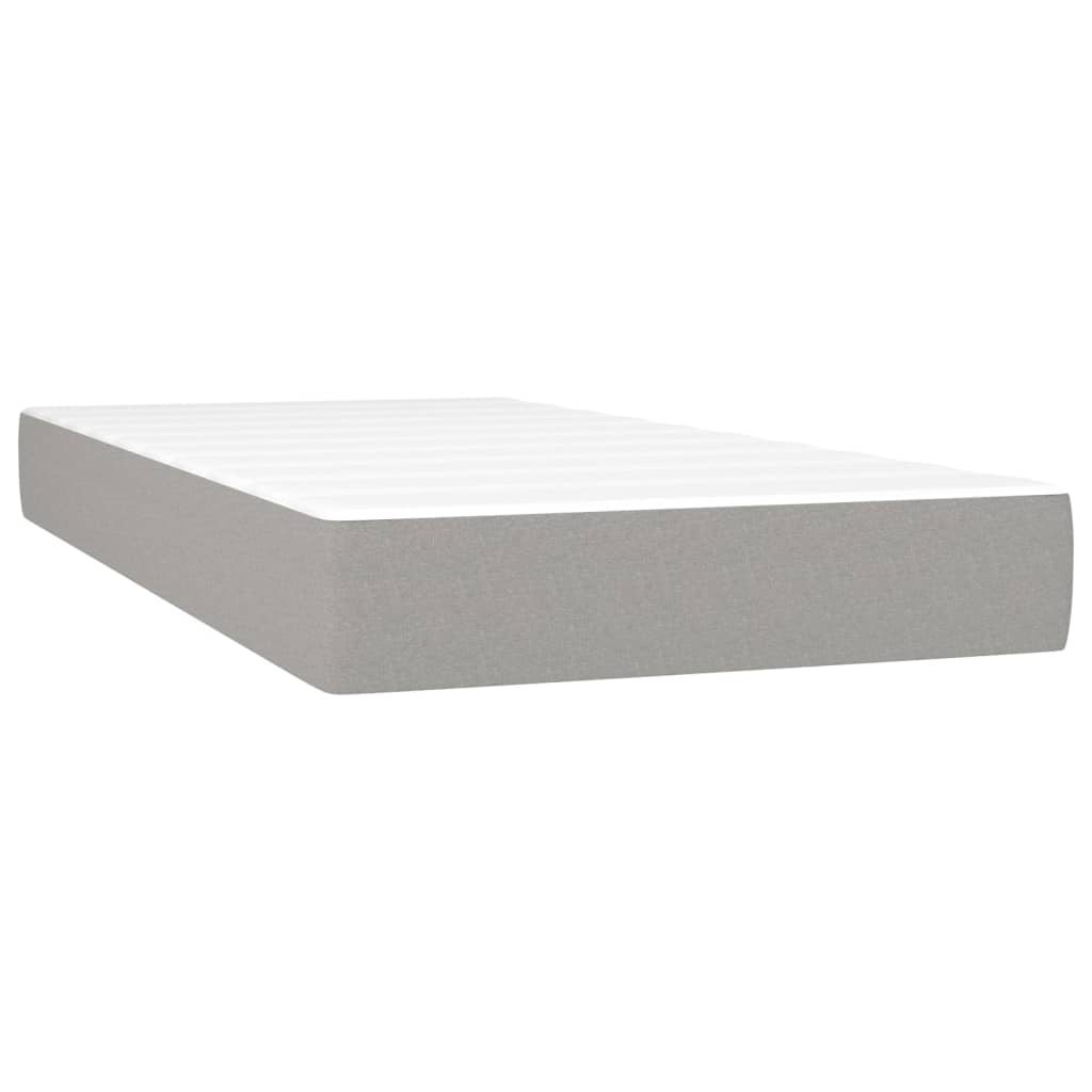 Box spring krevet s madracem svjetlosivi 90x190 cm od tkanine
