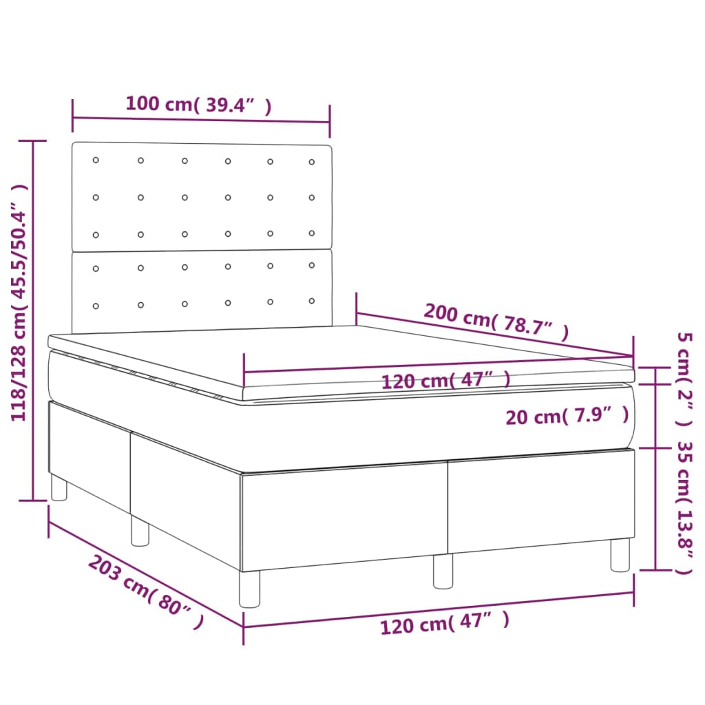 Krevet s oprugama i madracem plavi 120 x 200 cm od tkanine