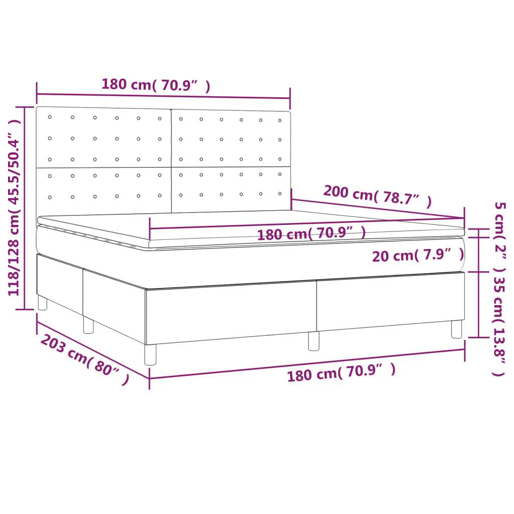 Krevet s oprugama i madracem crni 180x200 cm od tkanine