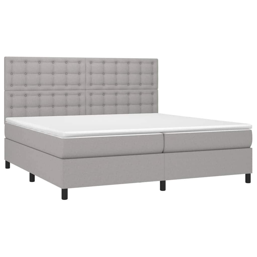 Krevet s oprugama i madracem svjetlosivi 200 x 200cm od tkanine