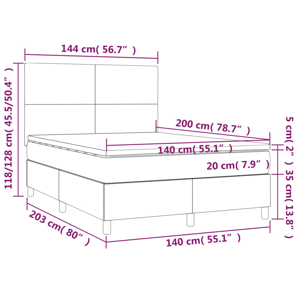 Krevet s oprugama i madracem plavi 140x200 cm od tkanine