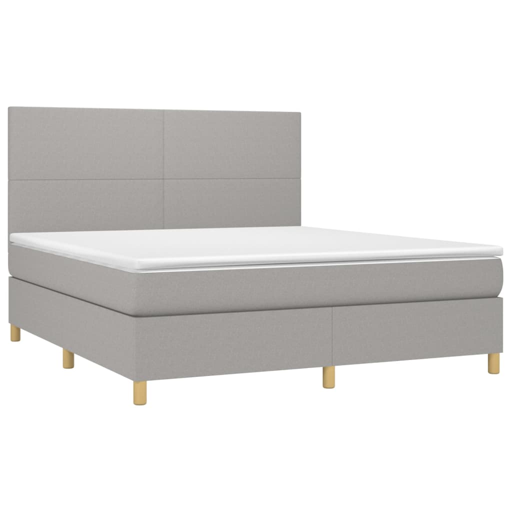 Krevet box spring s madracem svjetlosiva 160x200 cm tkanina