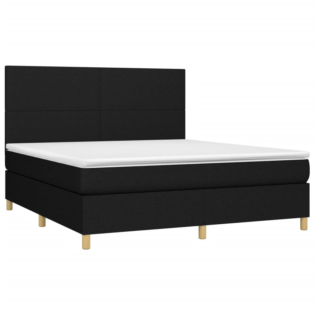 Krevet s oprugama i madracem crni 160x200 cm od tkanine