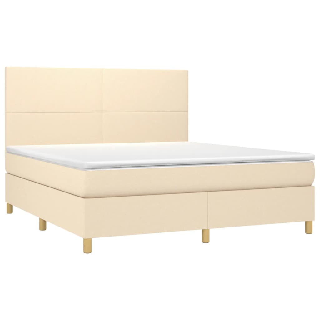 Krevet s oprugama i madracem krem 160x200 cm od tkanine