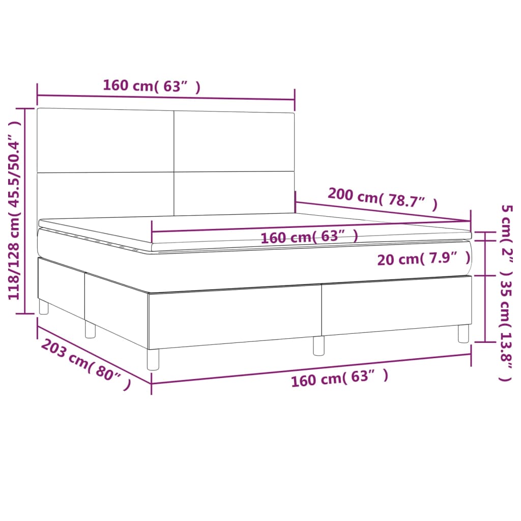 Krevet s oprugama i madracem krem 160x200 cm od tkanine