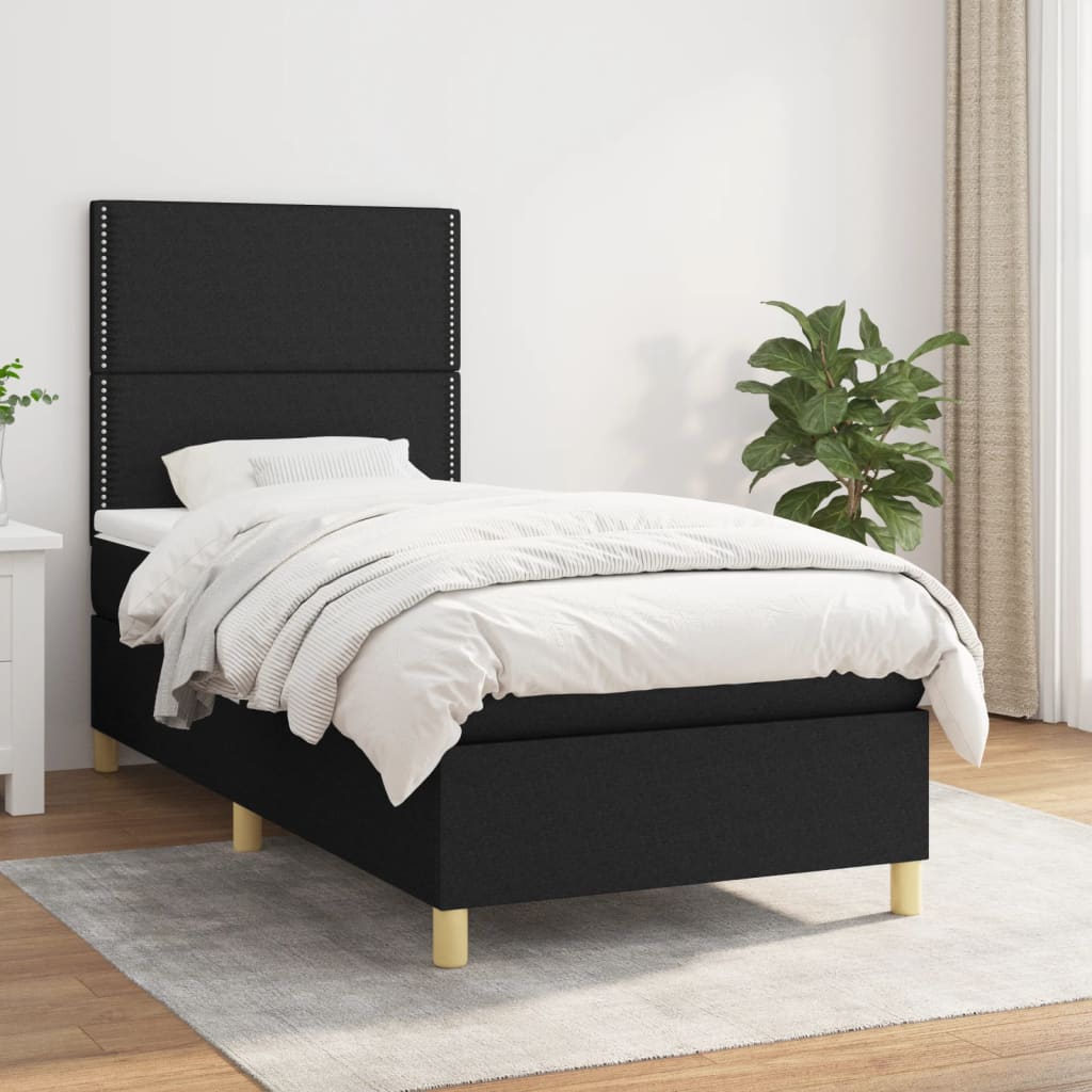Box spring krevet s madracem crni 80 x 200 cm od tkanine