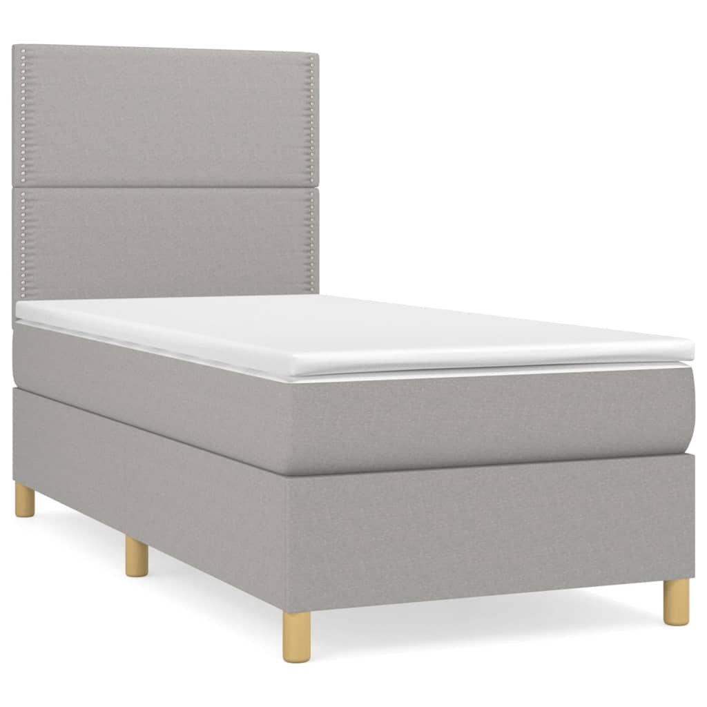 Box spring krevet s madracem svjetlosivi 90x190 cm od tkanine