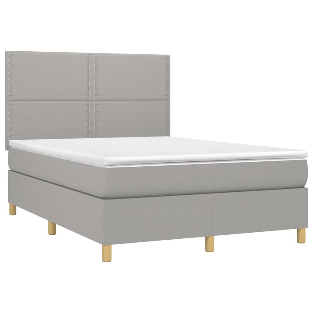 Krevet box spring s madracem svjetlosivi 140x200 cm od tkanine