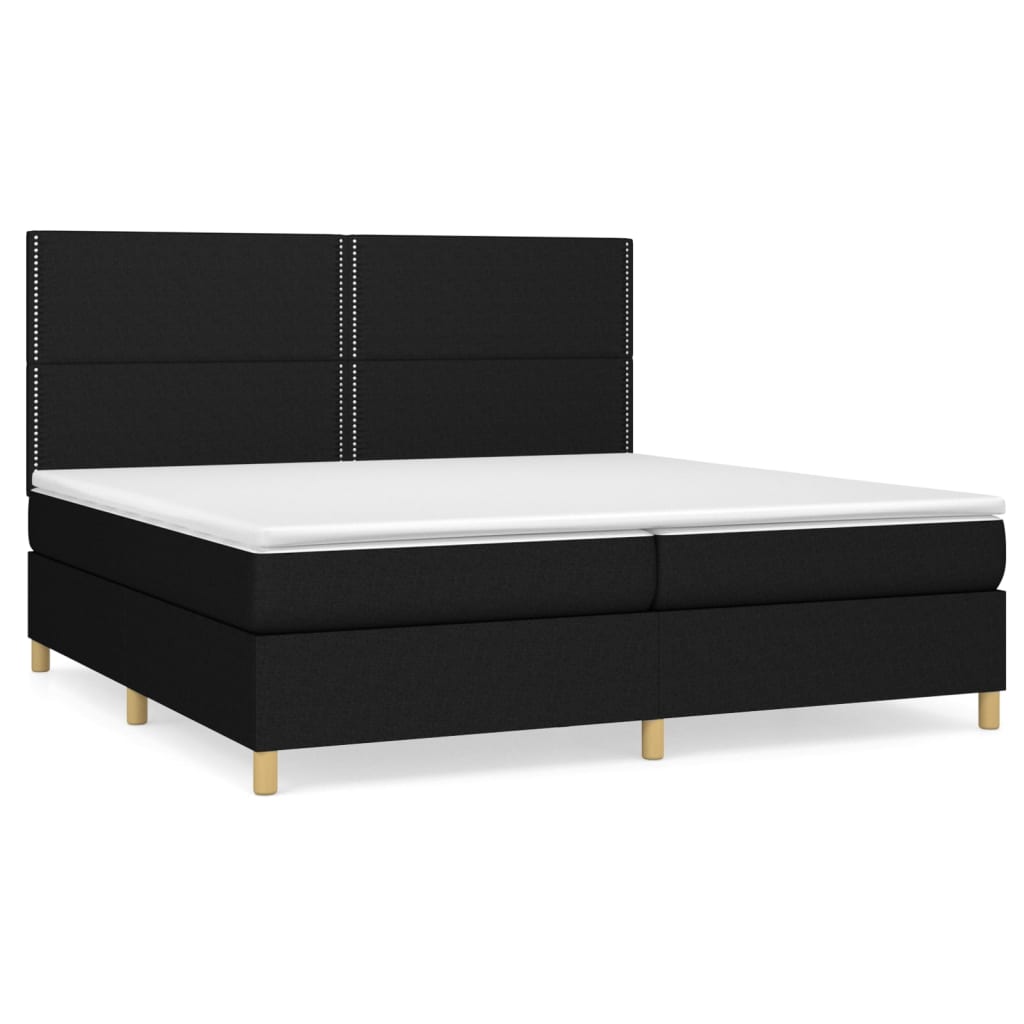 Krevet s oprugama i madracem crni 200x200 cm od tkanine