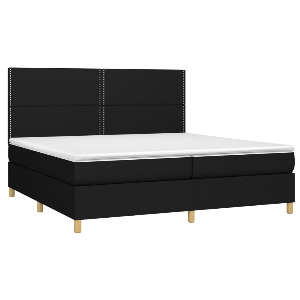 Krevet s oprugama i madracem crni 200x200 cm od tkanine