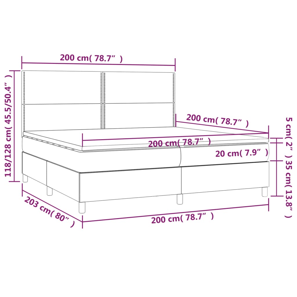 Krevet s oprugama i madracem smeđesivi 200x200 cm od tkanine