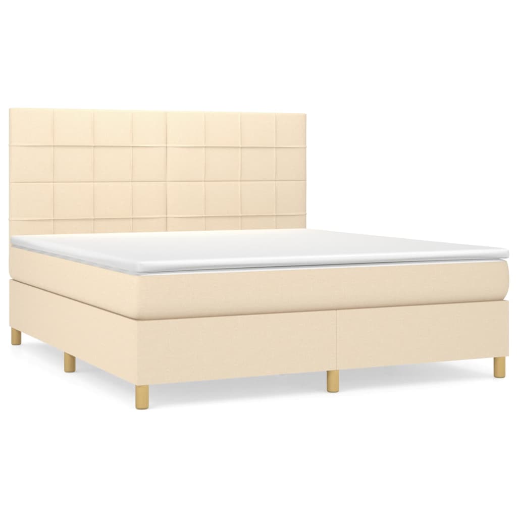 Krevet s oprugama i madracem krem 160x200 cm od tkanine