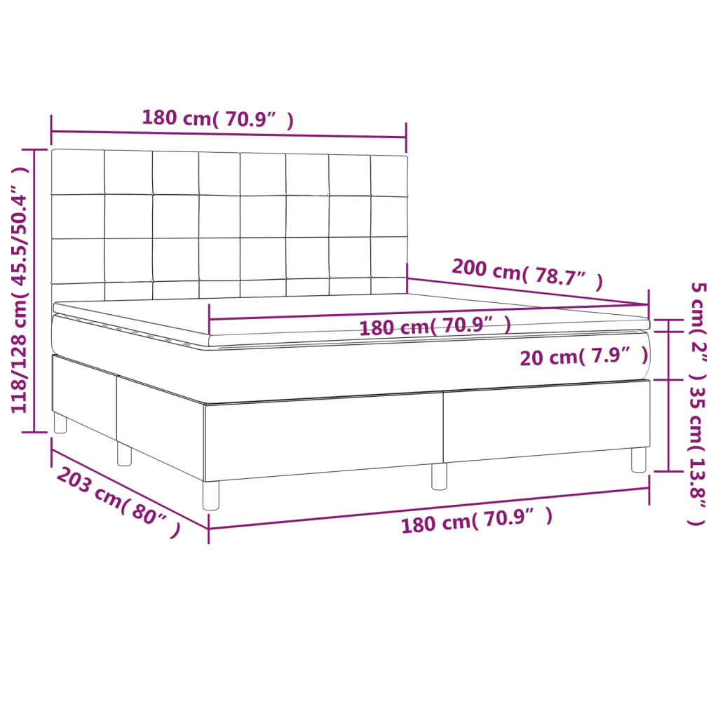 Krevet s oprugama i madracem plavi 180x200 cm od tkanine