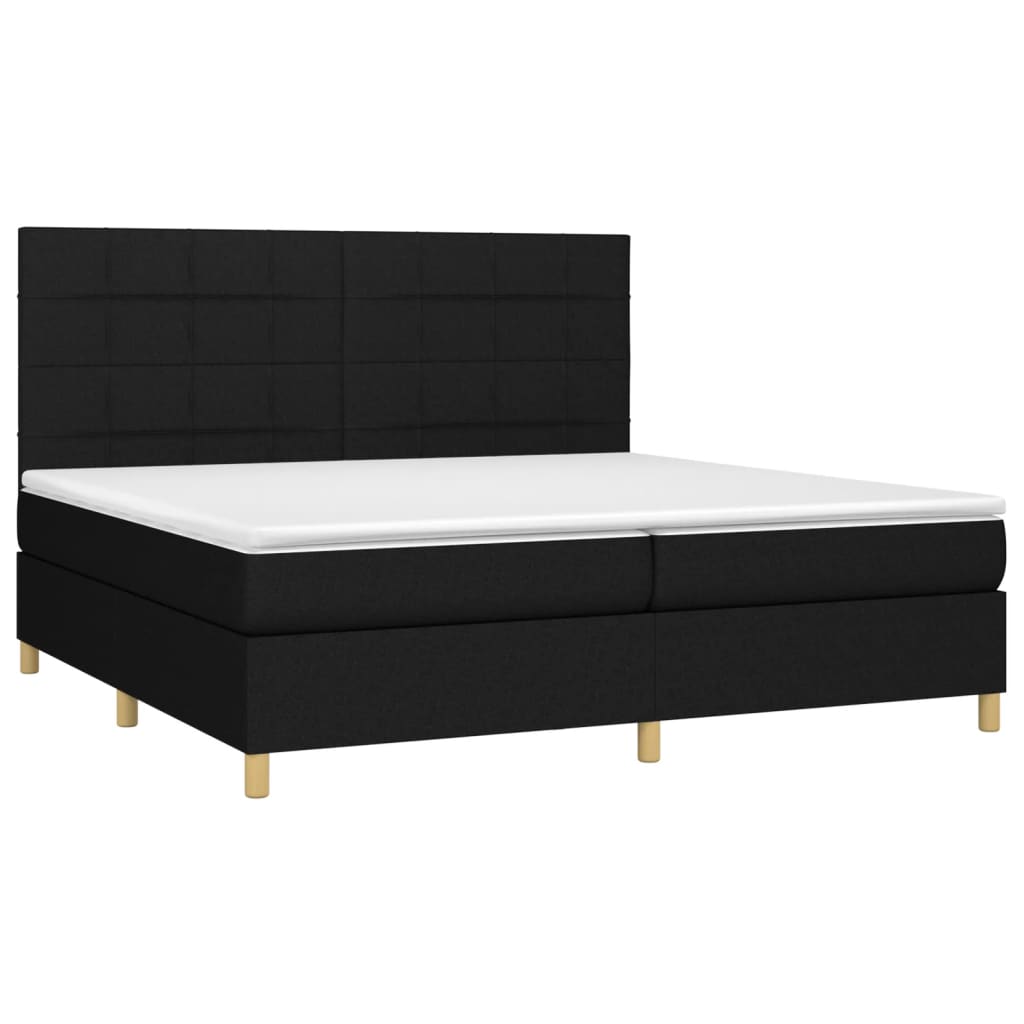 Krevet s oprugama i madracem crni 200x200 cm od tkanine