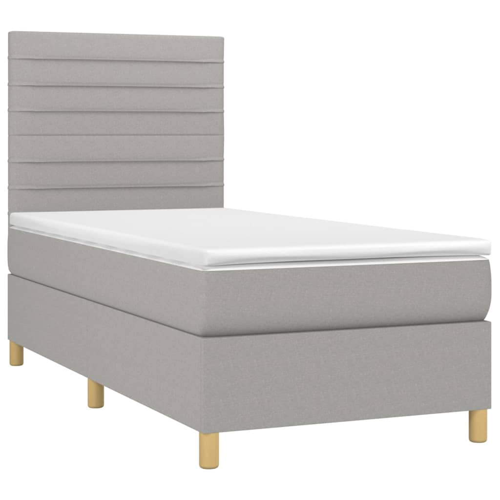 Box spring krevet s madracem svjetlosivi 90x190 cm od tkanine