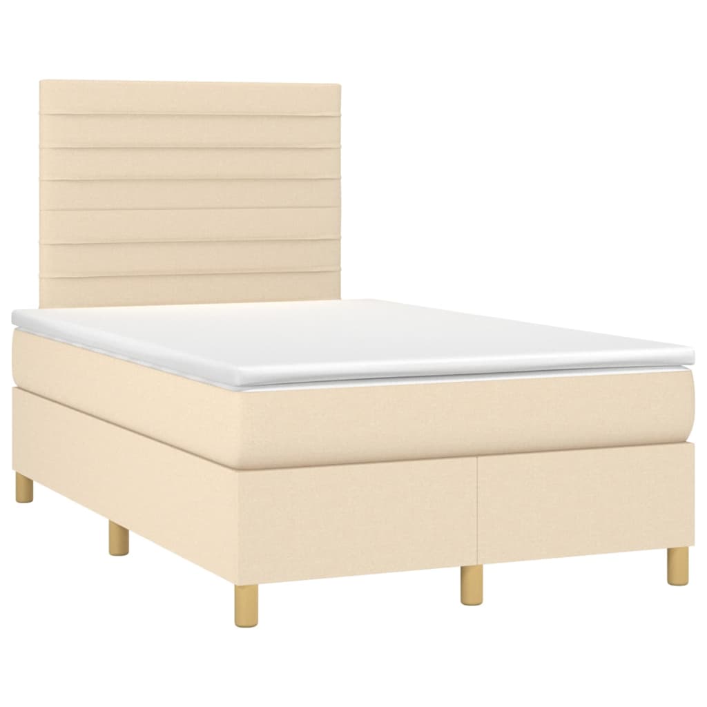 Krevet s oprugama i madracem krem 120 x 200 cm od tkanine