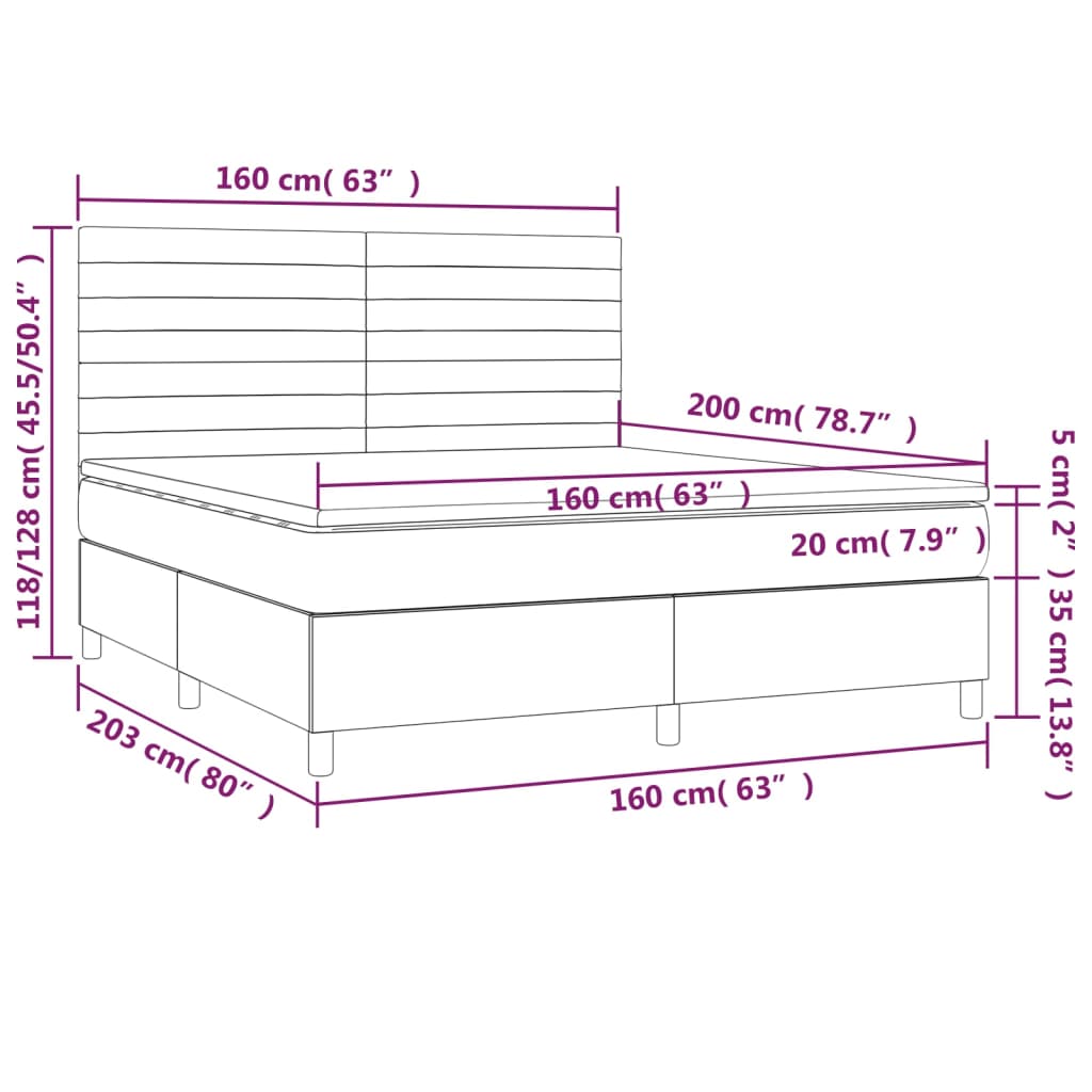 Krevet box spring s madracem svjetlosiva 160x200 cm tkanina