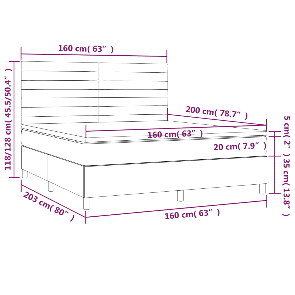 Krevet s oprugama i madracem crni 160x200 cm od tkanine