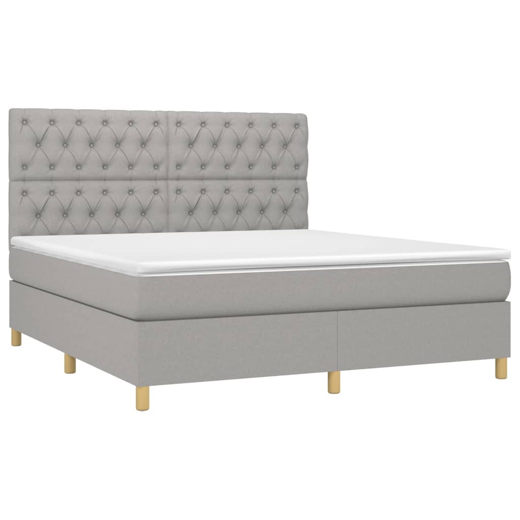 Krevet box spring s madracem svjetlosiva 160x200 cm tkanina
