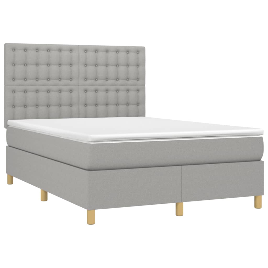 Krevet box spring s madracem svjetlosivi 140x200 cm od tkanine
