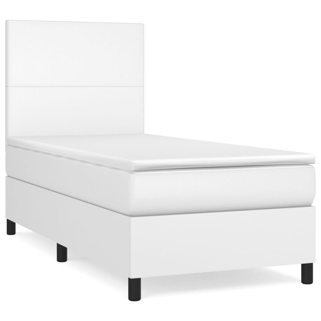 Krevet s oprugama i madracem bijeli 80 x 200 cm od umjetne kože