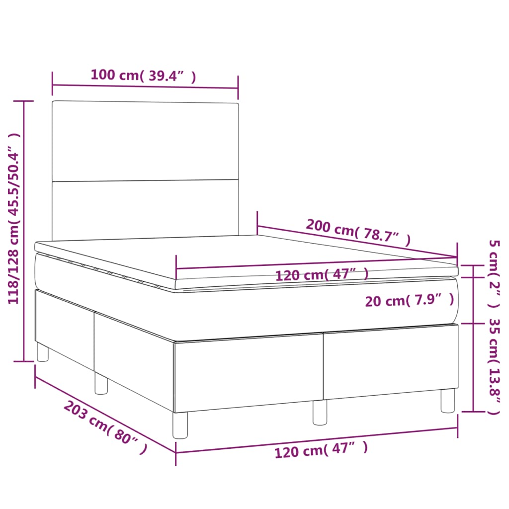 Krevet s oprugama i madracem krem 120x200 cm od umjetne kože