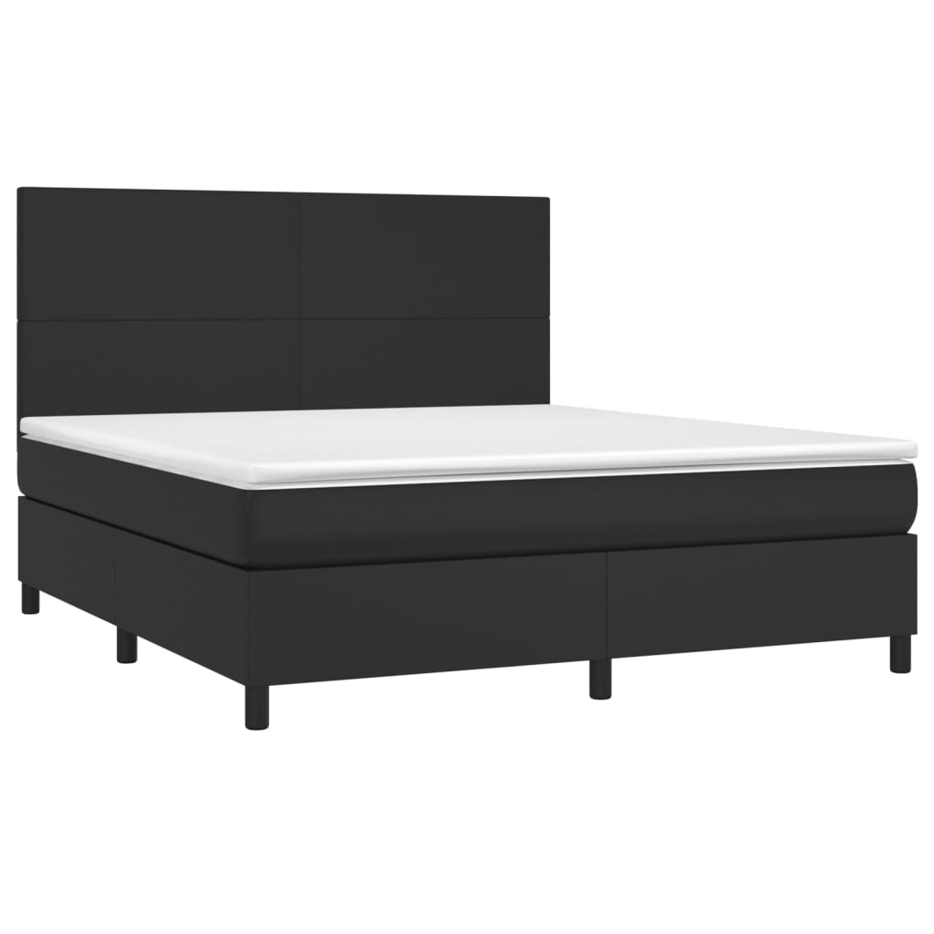 Krevet s oprugama i madracem crni 160 x 200 cm od umjetne kože