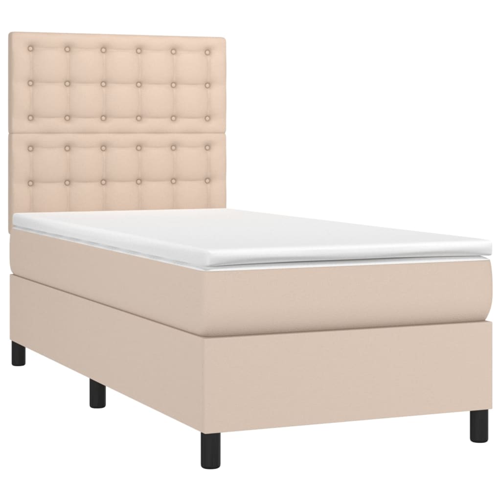 Krevet s oprugama i madrac cappuccino 90x200 cm od umjetne kože