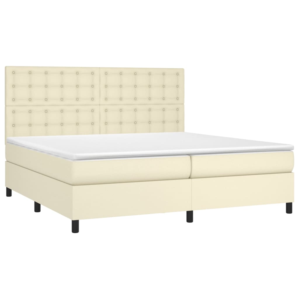 Krevet s oprugama i madracem krem 200x200 cm od umjetne kože