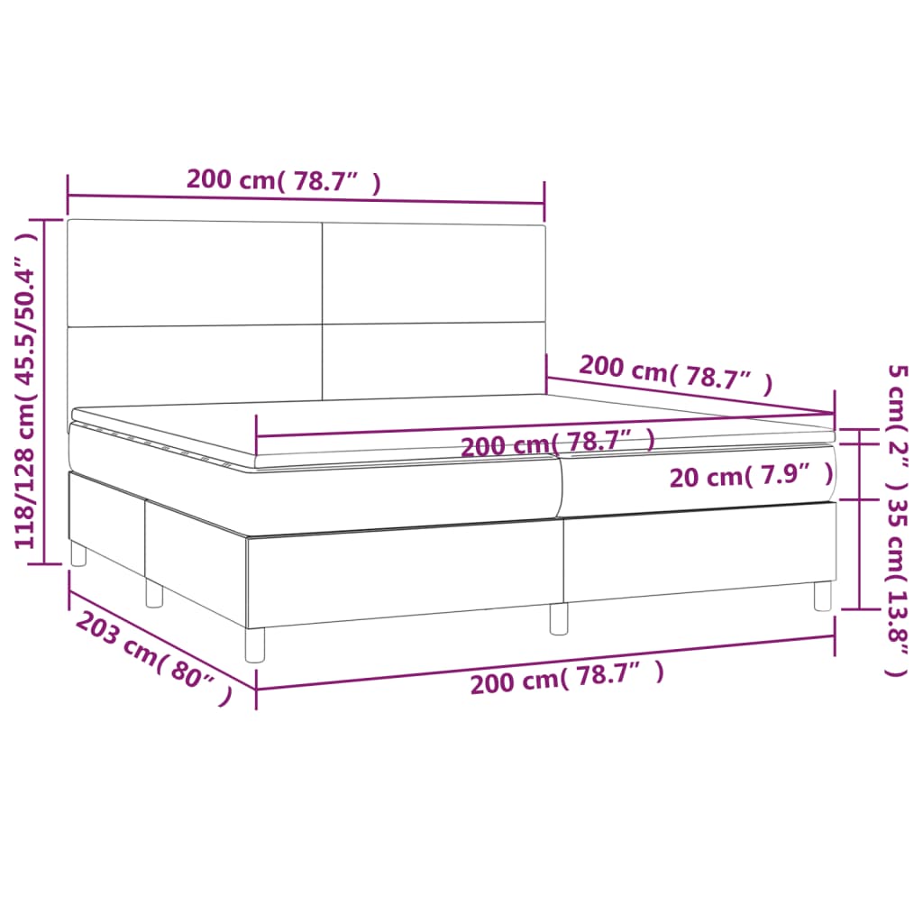 Krevet s oprugama i madracem crni 200x200 cm baršunasti