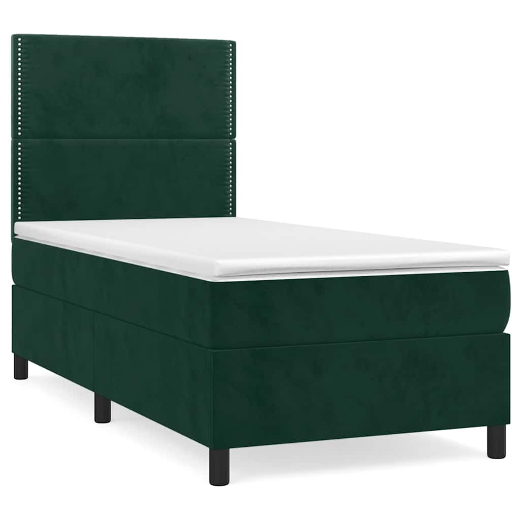 Box spring krevet s madracem tamnozeleni 90x190 cm baršunasti