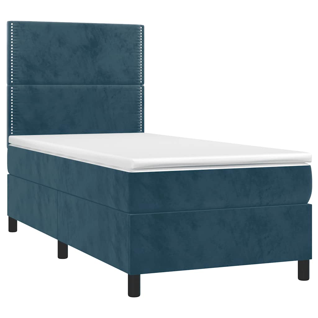 Box spring krevet s madracem tamnoplavi 90x200 cm baršunasti